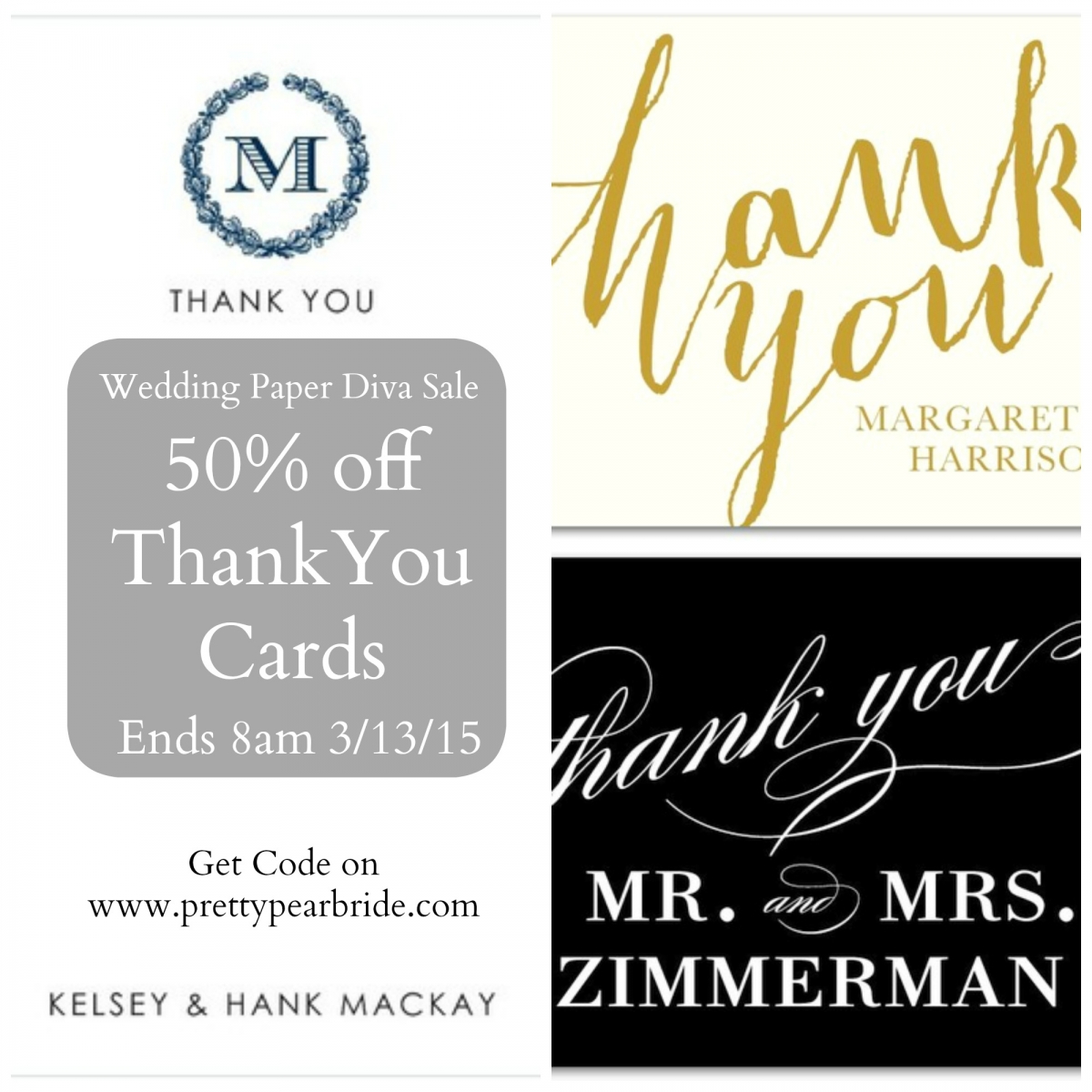 {Sale} 50% off Wedding Paper Diva Thank You Cards | The Pretty Pear ...