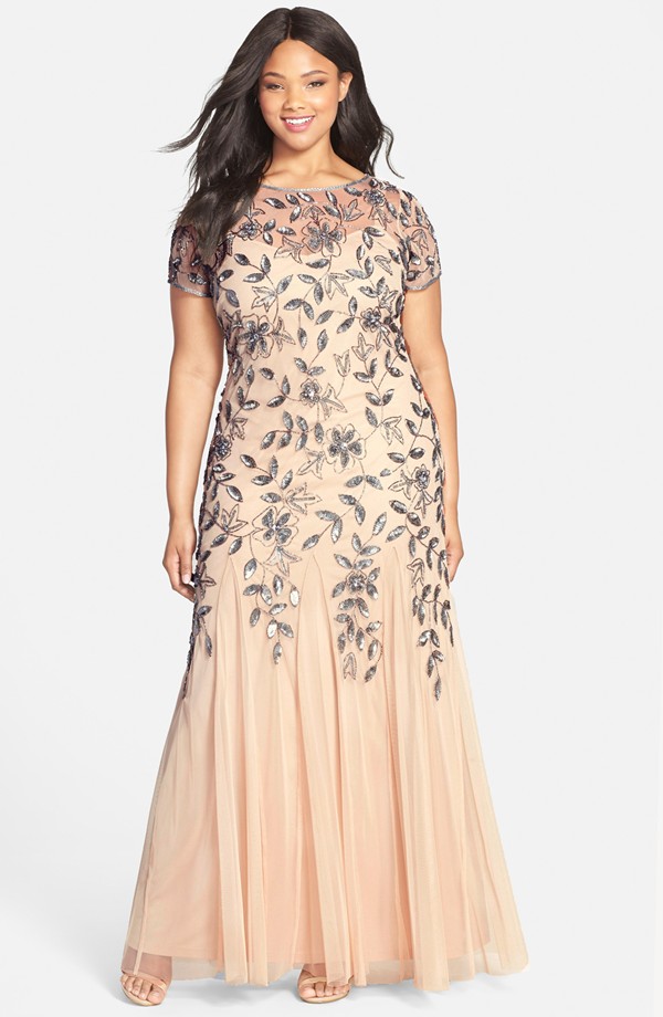 Plus Size Bridal Fashion Find} Floral Beaded Godet Gown | Adrianna 