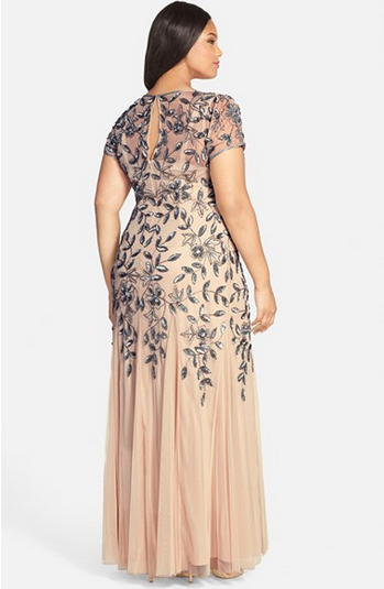 adrianna papell, plus size fashion, plus size gown