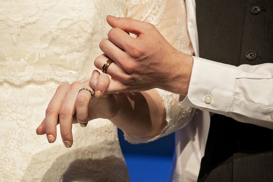 Gorgeous plus size bride wearing an A line dress 