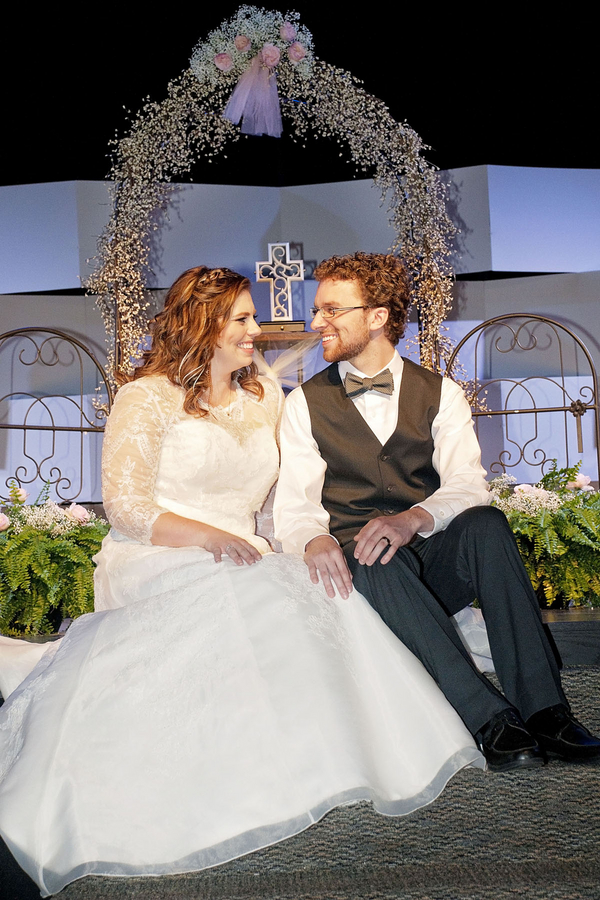 Gorgeous plus size bride wearing an A line dress