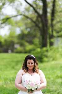 Stunning plus size bride in a B & B Spring Wedding in Missouri