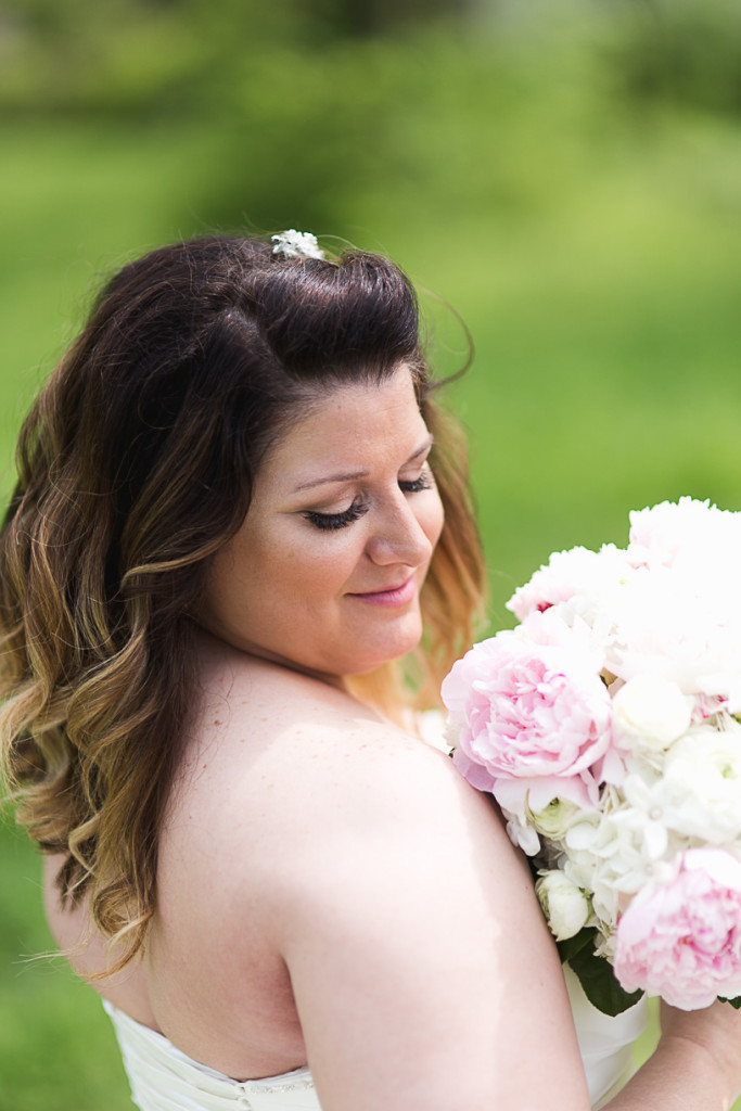 Stunning plus size bride in a B & B Spring Wedding in Missouri