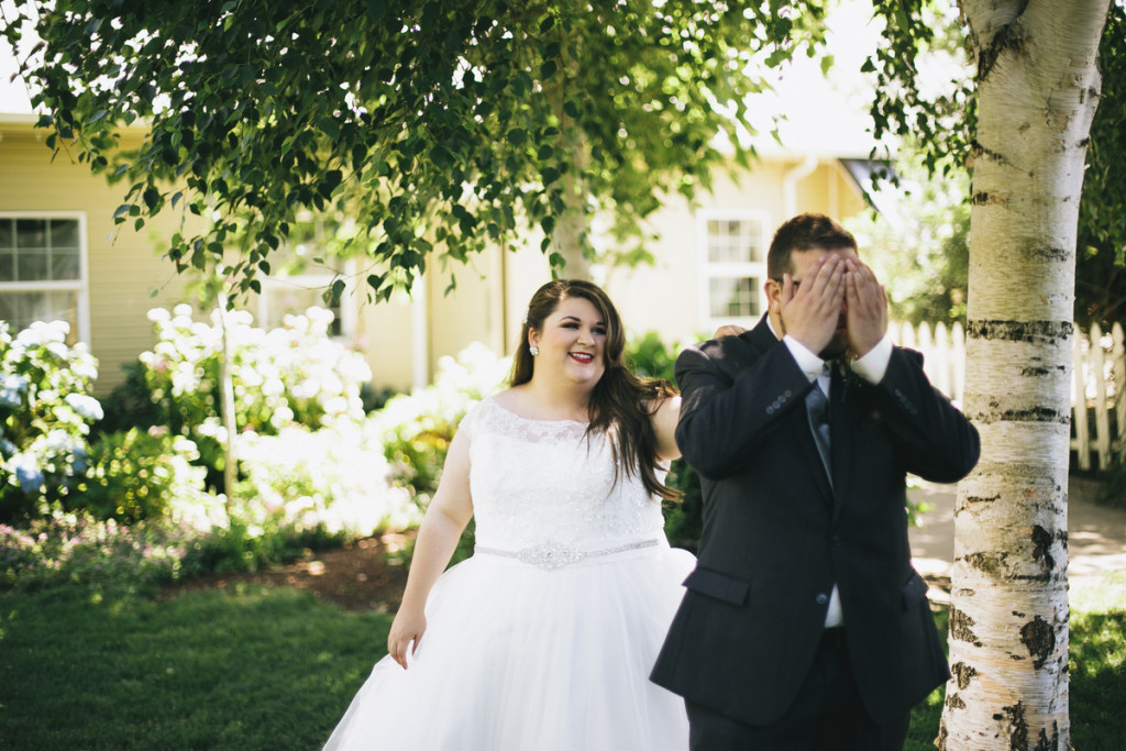 Mint and Peach Garden Wedding with a stunning curvy bride