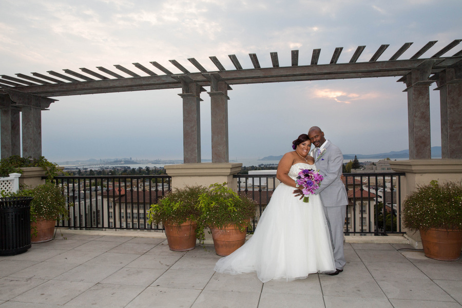 Purple rooftop wedding in california