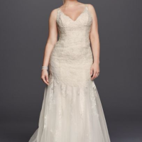 EXTRA LENGTH Melissa Sweet Illusion V-Neckline Wedding Dress