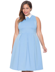Eloqui Fit and Flare Plus Size Collar Dress