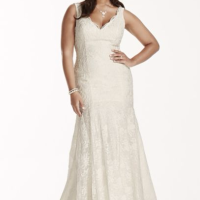 Jewel Scalloped Mermaid Plus Size Wedding Dress