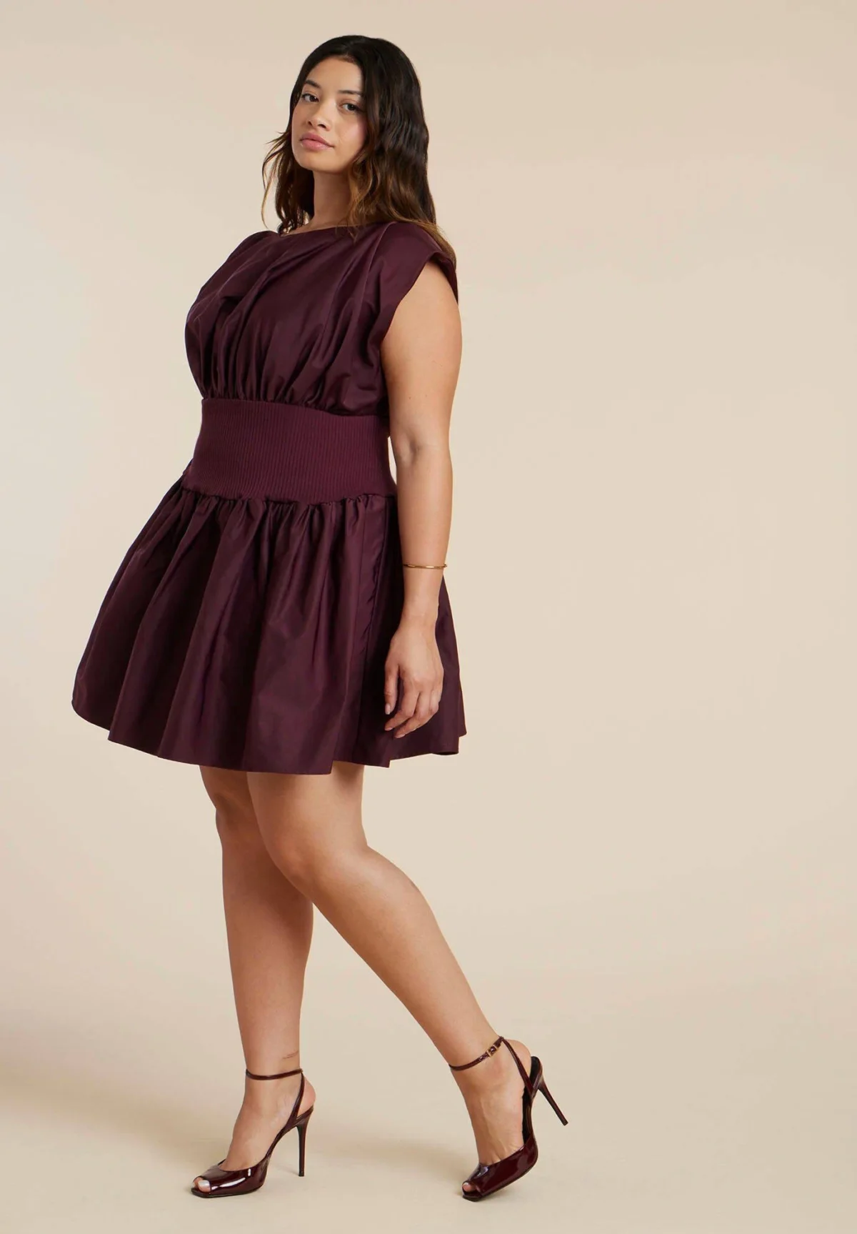 Shirred Plus Size Flare Mini Dress
