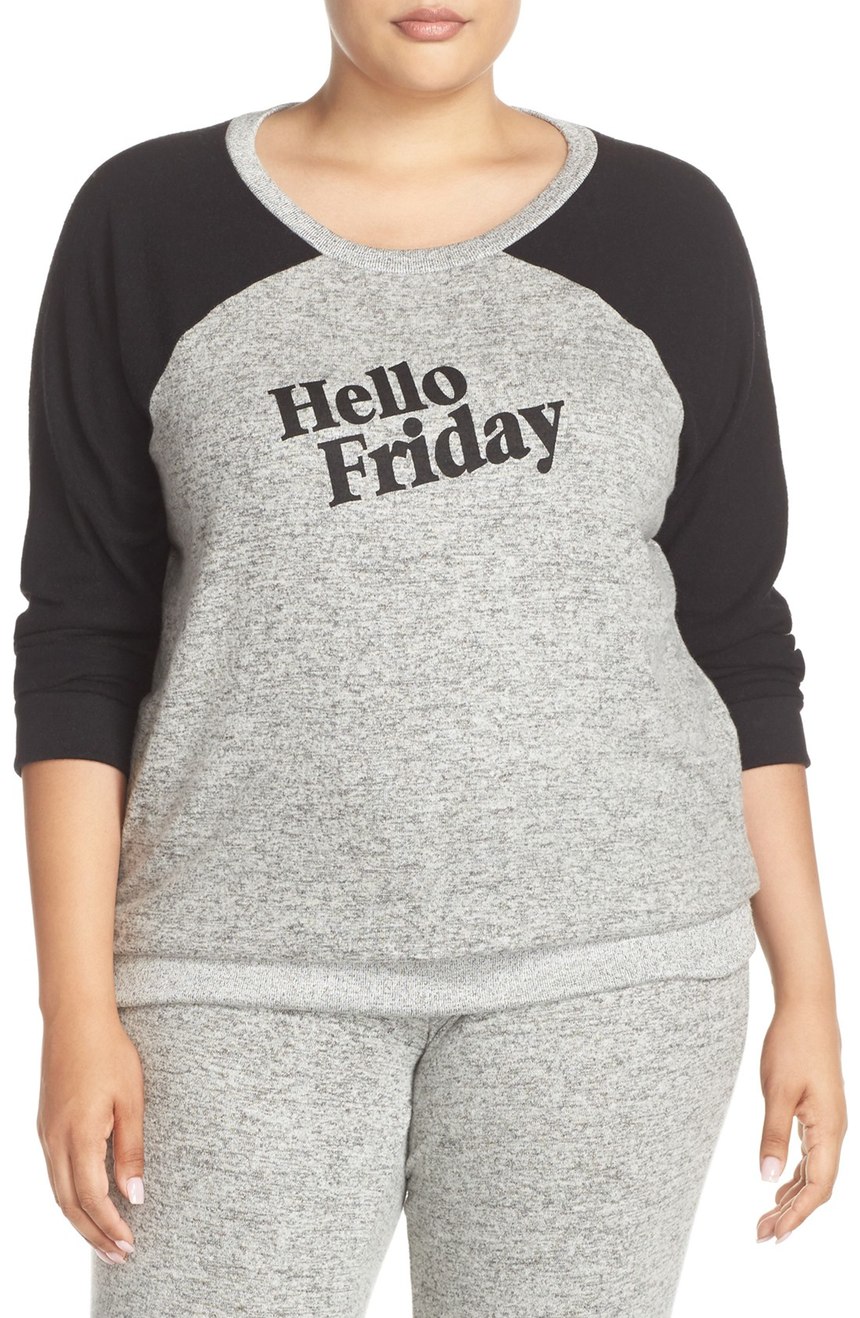 Make + Model 'Hello Friday' Crewneck Lounge Sweater (Plus Size)