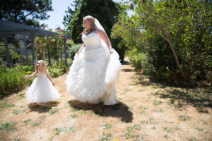 plus size wedding gown, plus size bride, tulle, plus size david's bridal wedding gown, flower girl