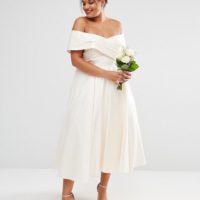 PLUS SIZE WEDDING DRESS | Bonded Sateen Cross Fold Debutante Dip Back Maxi Dress | ASOS CURVE BRIDAL