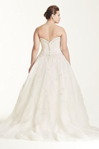Plus Size Oleg Cassini Satin and Organza Wedding Dress Style 8CT258 | Pretty Pear Bride