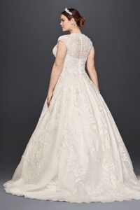 Tulle Oleg Cassini Plus Size Ball Gown Wedding Dress Wedding Dress Style 8CWG748 | Pretty Pear Bride