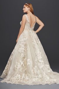 Plus Size Oleg Cassini Tank Lace Wedding Dress with Beads Style 8CWG658 | Pretty Pear Bride