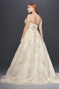 Plus Size Oleg Cassini Organza Wedding Dress with Beading Style 8CWG700 | Pretty Pear Bride