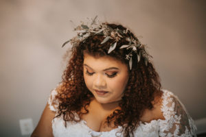 plus size bride, flower crown, floral crown, plus size wedding gown