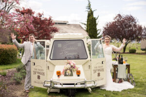 plus size bride, plus size wedding gown, plus size wedding, groom, beer truck