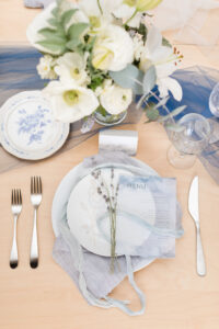 blue sapphire wedding table, wedding menu