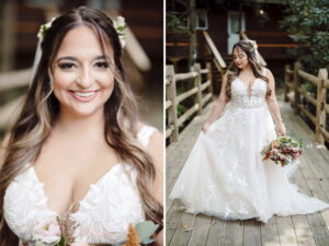 plus size bride getting married in Poconos mountain