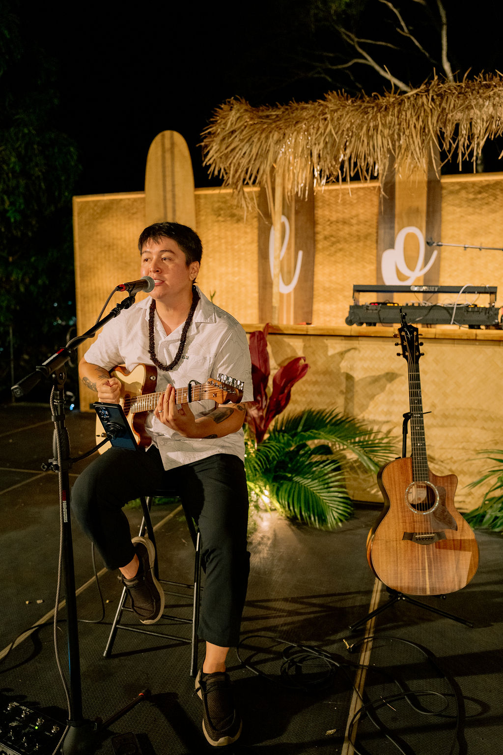 guitarist playing at Maui welcome party at The Ritz-Carlton Maui, Kapalua
