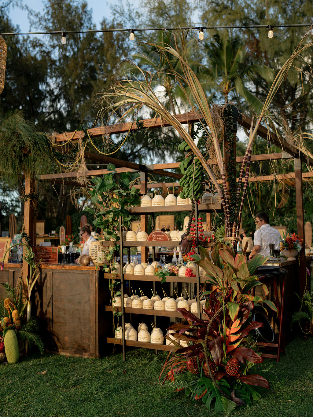 coconut carved at display on the bar at maui welcome party at The Ritz-Carlton Maui, Kapalua